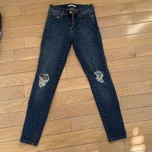 PacSun Dark Blue Skinny Jeans with Distressed Details